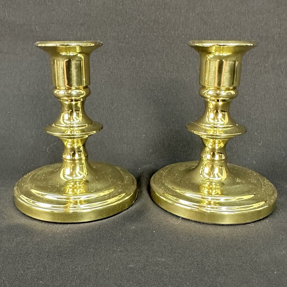 Baldwin 4" Solid‎ Brass Candle Holders, Vintage, Set of 2